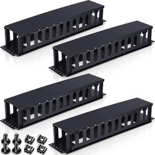4Pack 2U 19in Horizontal Cable Management Panel 12Slot with Cover Rack Mount