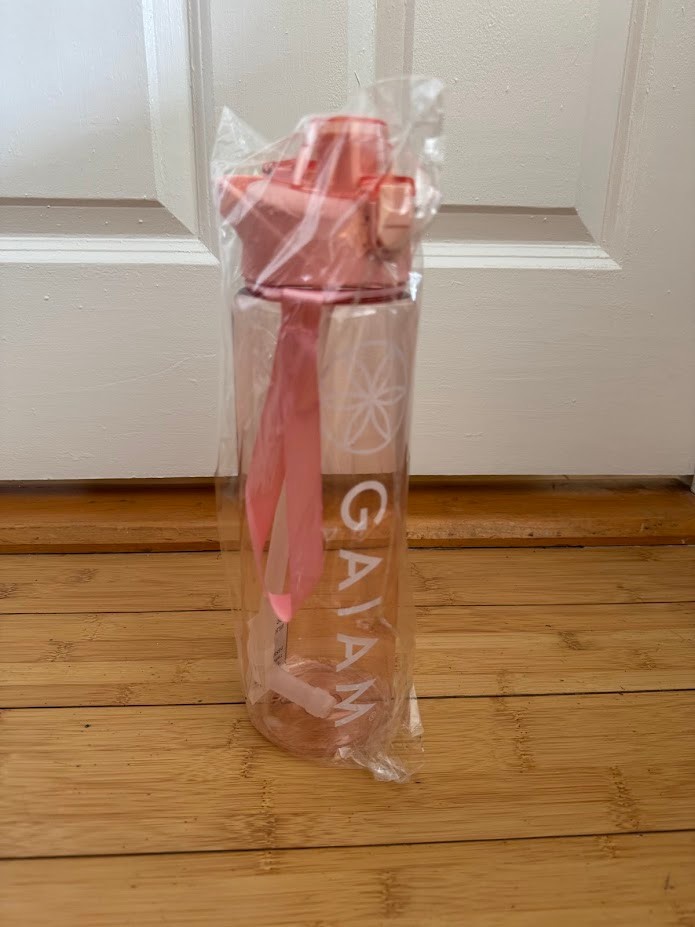Clear Pink With Straw No Leak Cap Wrist Strap New