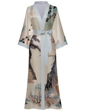 Kihnop Womens Floral Long Kimono Robe Plus Size Long Satin Robe Long Silk Rob...