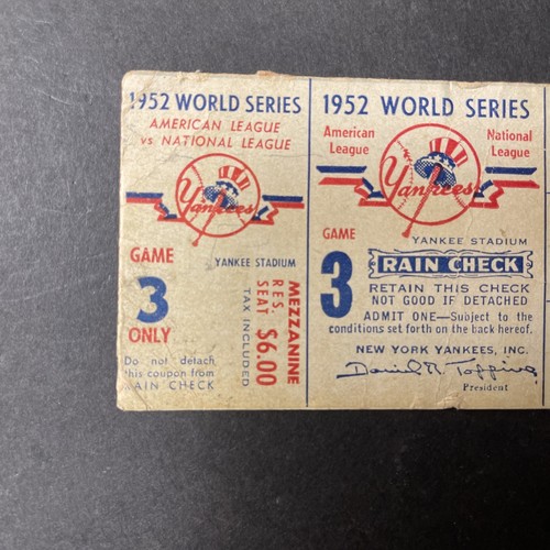 1952 Game 3 World Series Ticket Stub - Picture 4 of 9