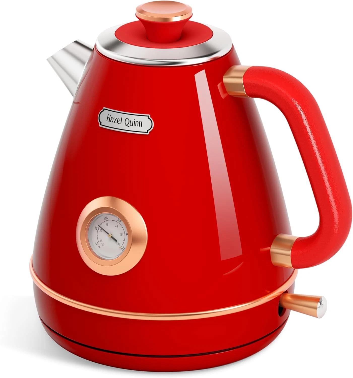 Retro Electric Kettle 1.7L 1200W Stainless Steel w/ Thermometer Ruby Red