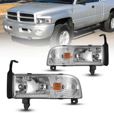 For 1994-2002 Dodge Ram 1500 94-02 2500 3500 Pickup Chrome Headlights Clear Lens