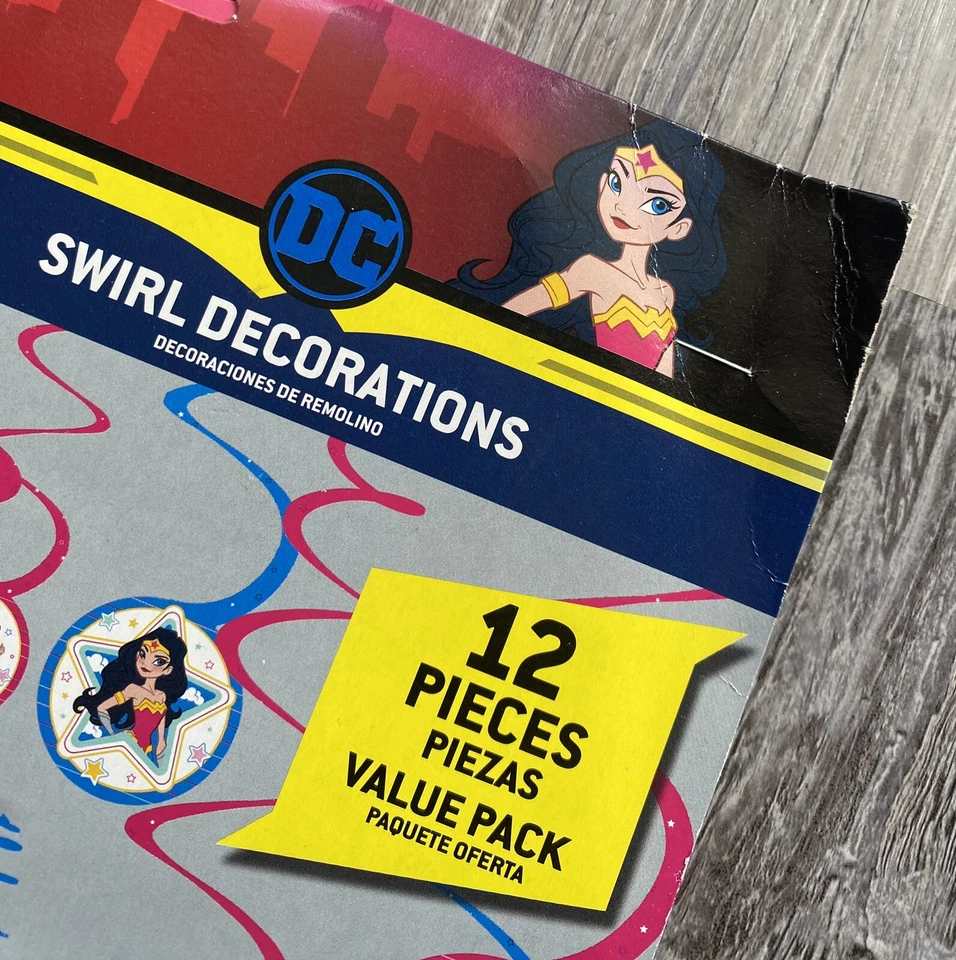 2x Young DC WONDER WOMAN HANGING SWIRL DECORATION (12pc) Birthday Party Supplies - Image 4 of 4