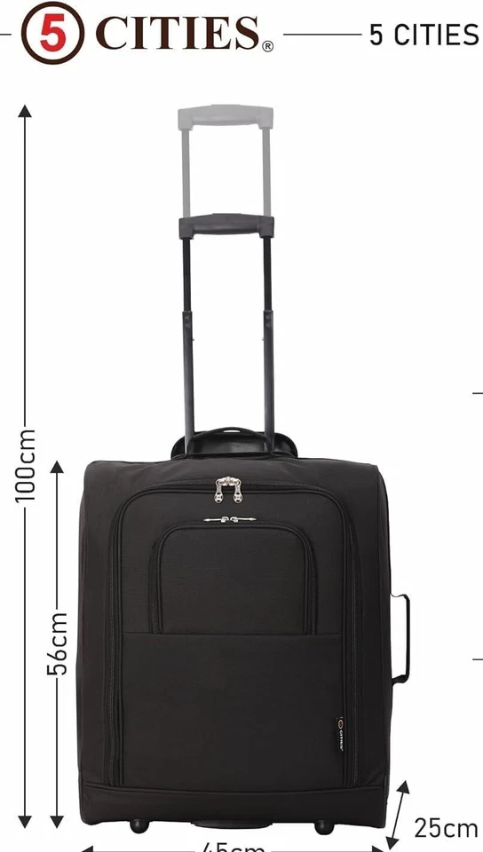 5 Cities 56x45x25 Trolley Case EasyJet British Airways Jet2 Maximum Cabin Case - Image 4 of 4