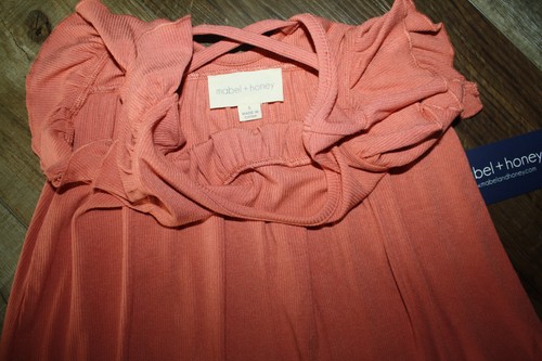NWT MABEL + HONEY GIRLS CORAL RIBBED SUNDRESS SCOOP NECK OPEN BACK - SIZE 5 - Picture 2 of 3