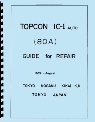 Topcon IC-1 Auto Service & Repair Manual Reprint
