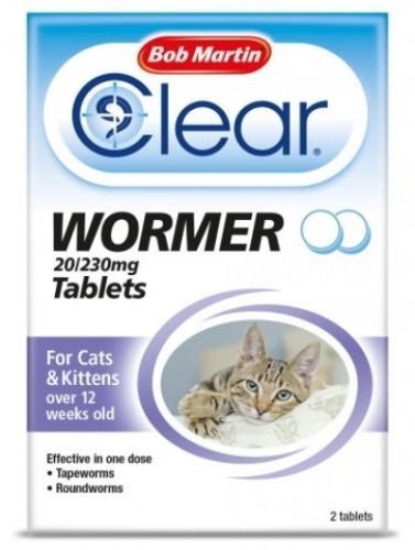 Bob Martin Clear Wormer tablets - Effective Easy Cat & Kitten Worming 2 tablets - Picture 1 of 1