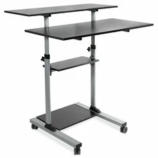 Mount-It! Mobile Standing Desk | Rolling Desk | Silver