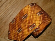 MENS ROBERT TALBOTT STUDIO TIE 100 SILK HAND SEWN GOLD GEOMETRIC 0483