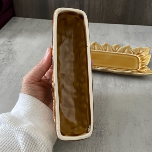 Anthropologie Acorn Autumn Leaves Harvest Golden Ceramic Covered Butter Dish 9" - Picture 9 of 10