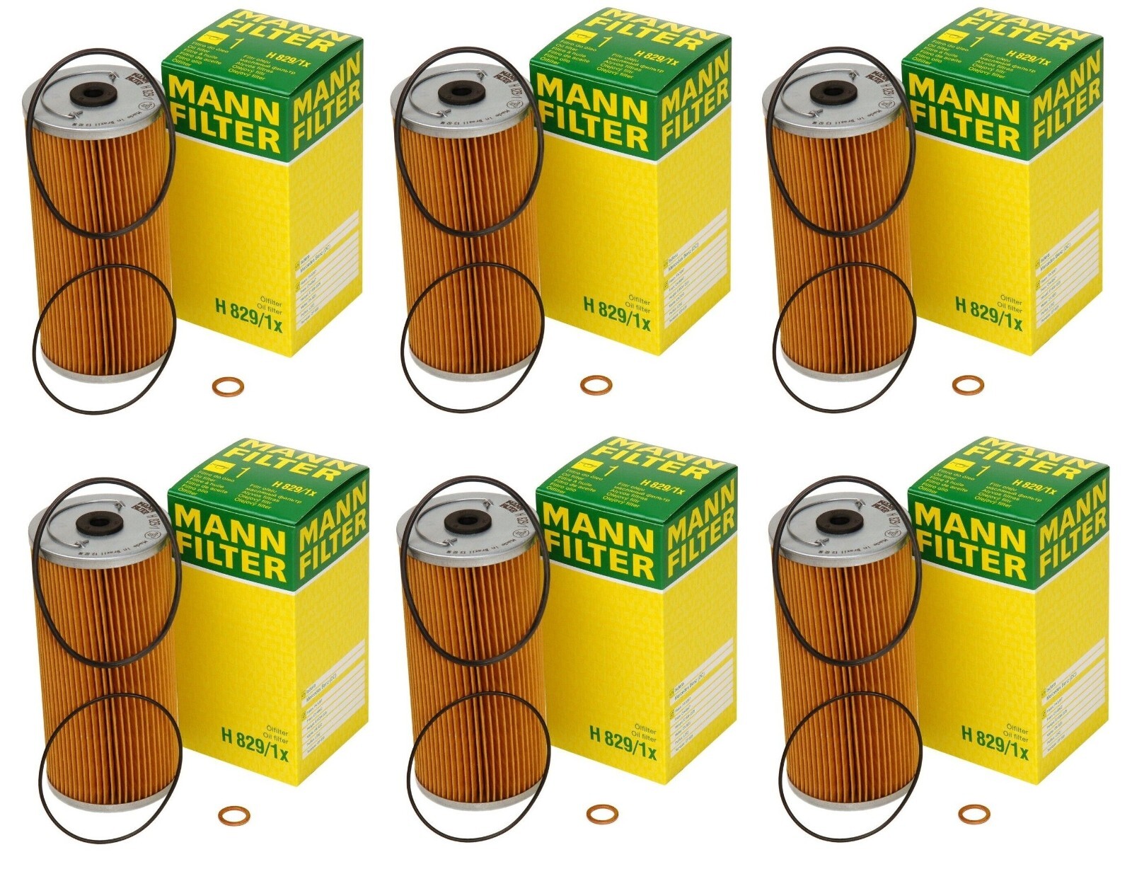 Mann Set of 6 Engine Oil Filters For Mercedes W124 R129 W140 A124 C124 E420 S500