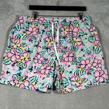Chubbies Swim Trunks Mens XXL Blue Mesh Lined Floral Vacation Blooms 5.5"