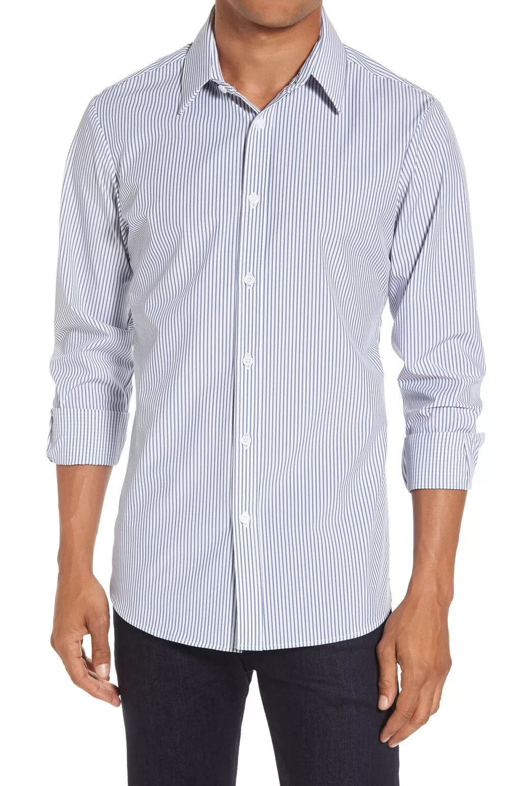 Mizzen+Main Performance Sport Dress Shirt Trim Fit Stretch Wrinkle