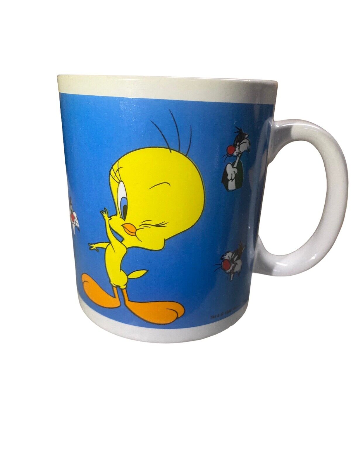 1996 Looney Tunes Tweety Bird Sylvester Ceramic Mug Warner Brothers NIB vtg