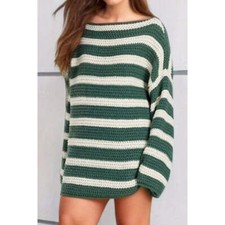 Striped Round Neck Dropped Shoulder Sweater