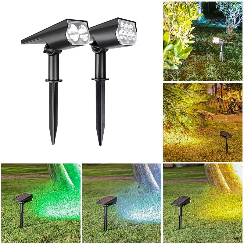 Focos Solares Exterior Impermeable Blanco Frío 7LED o RGB Luz de Construcción Foto 3 de 4