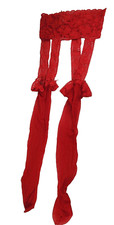 Frederick's of Hollywood one piece Red Stockings w lace garter belt M Medium
