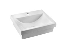 410*340*125mm Quado Ceramic Rectangular Semi-inset Basin With Waste