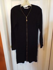 Calvin Klein Knit Dress Medium Zip Front Long Sleeve Fitted Body Con