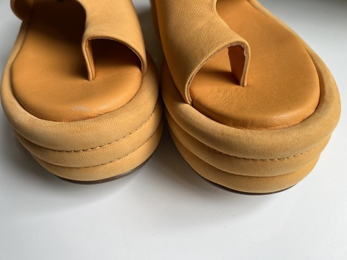 NEW 38/8 Free People Hayes Flatform Leather Platform Sandals Shoes Orange - Picture 6 of 10