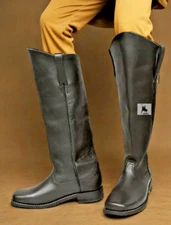 Cavalry Civil War Men's Black and Dark Brown and Natural Leather Long Boots