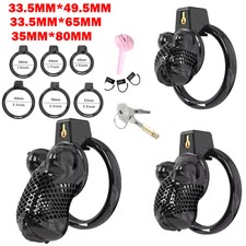 Black For Men Cobra Chastity Cage Device Breathable Resin Invisible Lock Rings