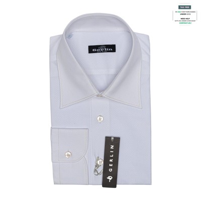 Luxus Gerlin Hemd Weiß Jacquard Baumwolle 16 - 41 1E Zilli