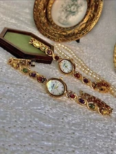 Women’s Gold And Rainbow Crystal Vintage Style Oval Watch Gift