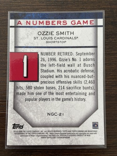 Ozzie Smith 2020 Topps Chrome A Numbers Game Refractor Insert # NGC-21 - Picture 2 of 2