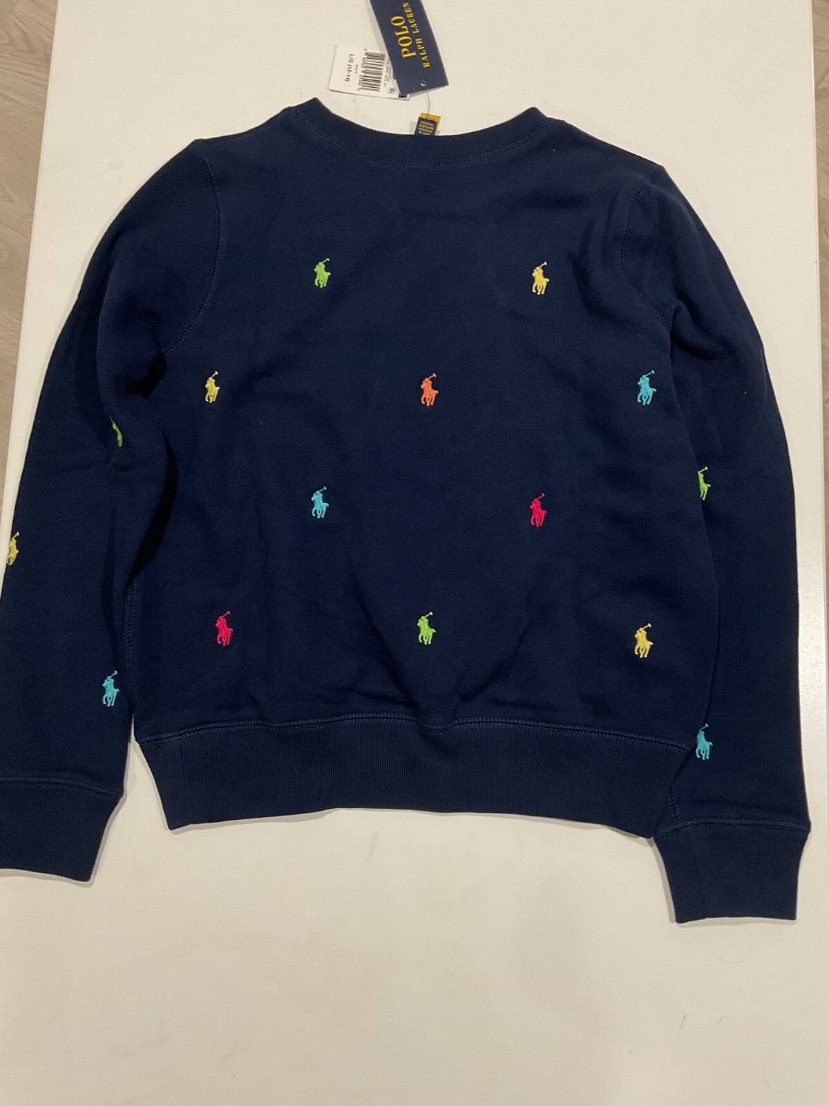 Felpa pullover Polo Ralph Lauren Ragazze Navy All Over Multi Pony Pile L