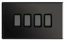Mega Socket Screwless Slim Flatplate Light Socket & Switches BLACK NICKEL Range