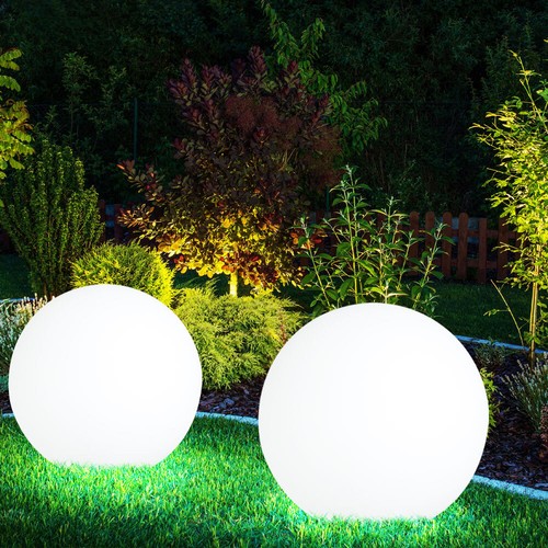 Steckleuchte Gartenlampe mit Erdspieß weiß Außenlampe Kugel DM 40 cm Dekoleuchte - Bild 8 von 12