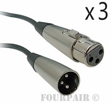3 Pack Lot XLR Shielded Balanced Microphone Mic Audio Cable Male to Female 100ft