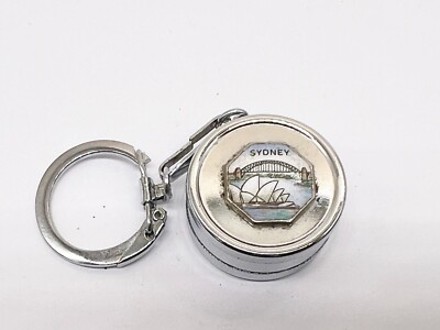 VINTAGE SYDNEY AUSTRALIEN MÜNZE / SOUVERÄNER HALTER FEDERBELASTETER SCHLÜSSELRING SCHLÜSSELRING