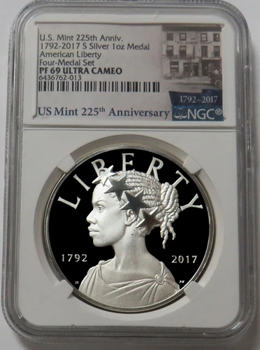 1792-2017 S US MINT ANNIVERSARY 1 OZ SILVER AMERICAN LIBERTY MEDAL NGC PF 69 UC