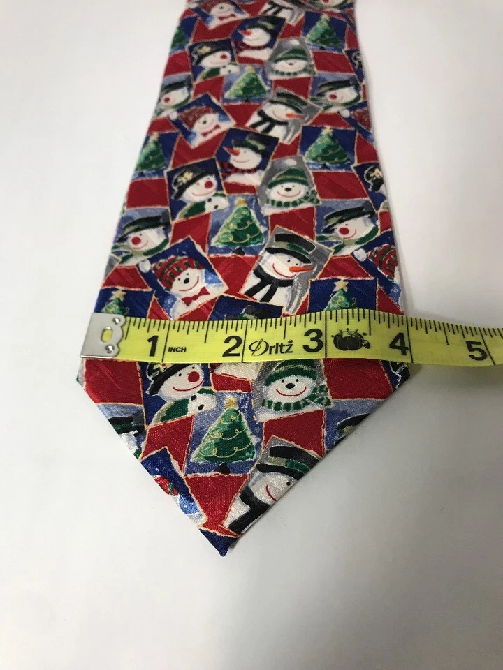 Американский поздравления золотой венок Рождество шеи галстук снеговик коллаж 100% шелк - Изображение 3 из 4