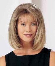 Straight Bob Medium Ash Mix Blonde 12 Inches Synthetic Hair Wig With Bangs Women