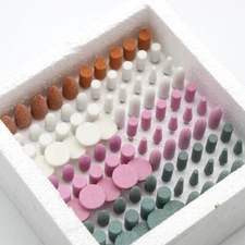 100pcs Dental Lab Gravel Mounted Wheel Point Stone Polishing Burs Polisher 2.35