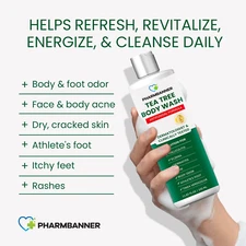 Tea Tree Body Wash Antifungal: Folliculitis Treatment for Dermatitis-Prone Sk...