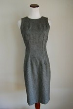 Michael Kors Size 2 Black Gray Tweed Wool Blend Sheath Dress Sleeveless Career