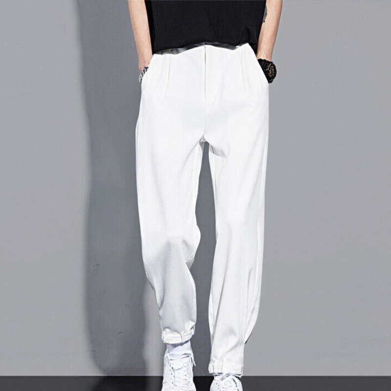 Men's Summer Thin Casual Straight Fit Nine-Point Sports Pants