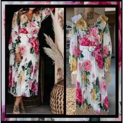 Flying Tomato Floral Print Long Sleeve Chiffon Dress Size Small