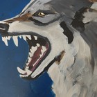 Original Wolf Painting Wildlife Art 10x10 Acrylic on Gesso Board Lodge Decor — photo 3