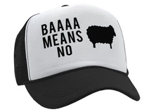 BAAAAAA MEANS NO - sheep parody joke gag - Vintage Retro Style Trucker Cap Hat
