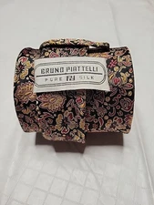Bruno Piattelli Tie Black Bronze Floral Autumn Colors Silk