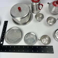 Vintage Little Bo Peep Child Toy Aluminum Tea Coffee Dinner Set 38 Pieces Dents