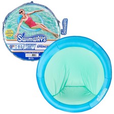 SwimWays Spring Float Papasan, Fast-Inflating Round Adult Lounger; Ages 15