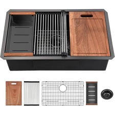 Gunmetal Black Undermount Kitchen Sink Stainless Steel Deep Single Bowl