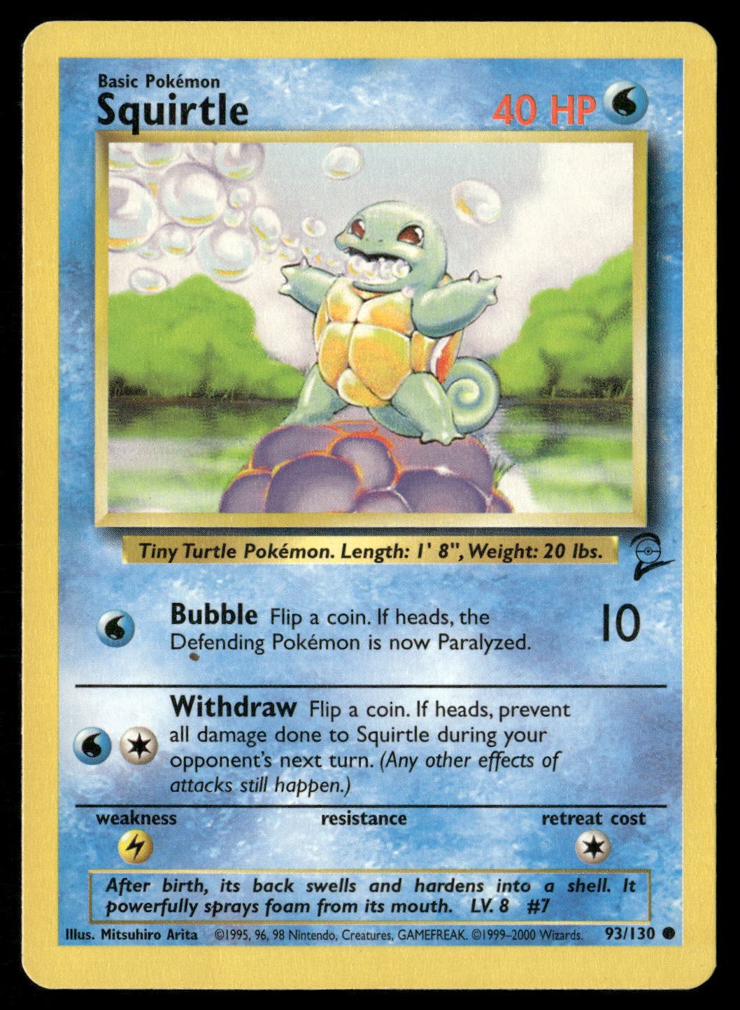 Squirtle 93/130 Common Base Set 2 Pokemon Moderately Played