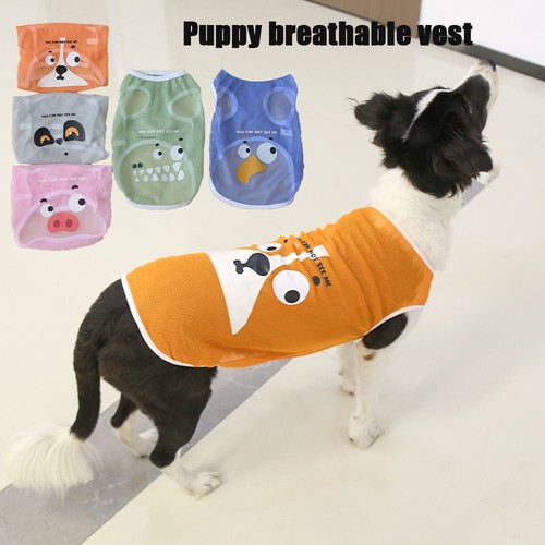 Pet Cartoon Print Vest Large Dog Mesh Tank Top Dog Ice Silk T Shirt Comfortable☊ - Picture 4 of 27